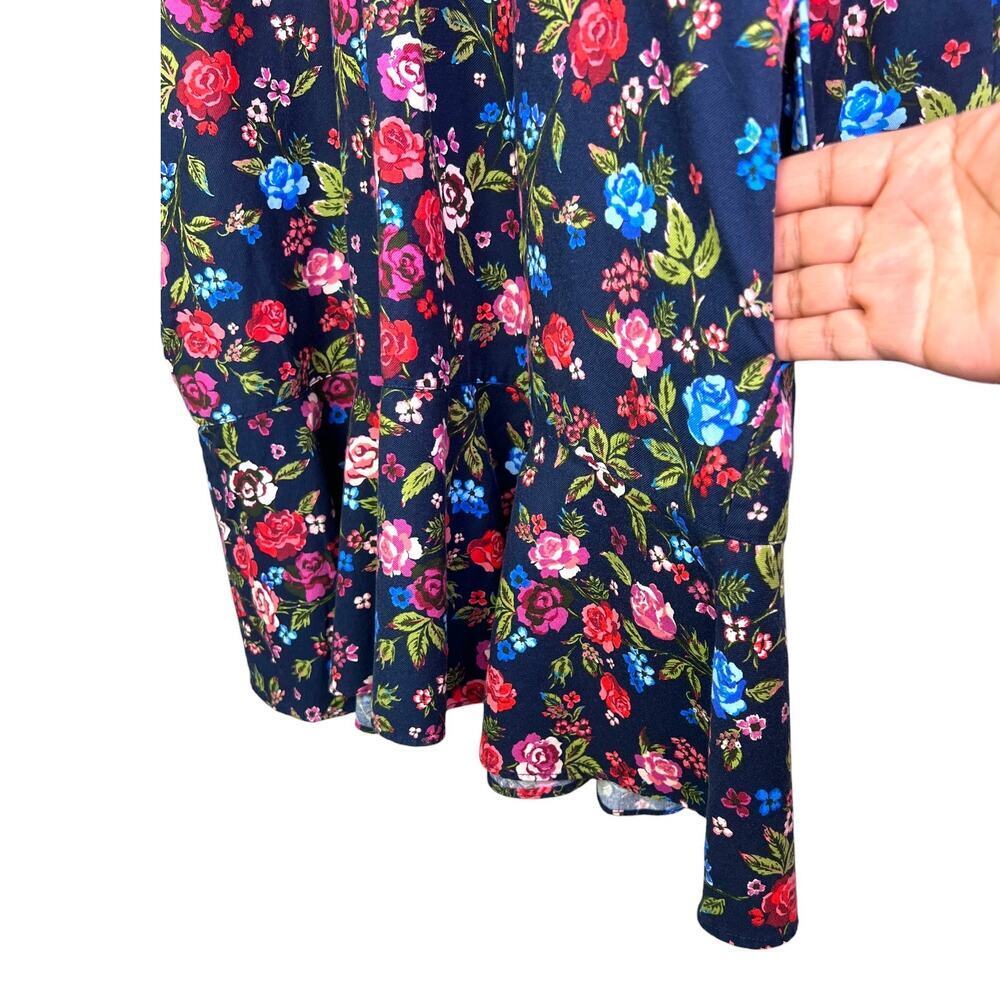 Duffield Lane Iris Shirt Dress Ruffle Hem in Navy Blue 100% Cotton Women's Large - Picture 12 of 16